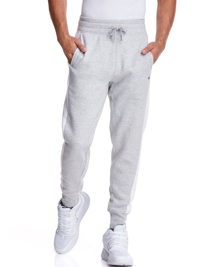 Champion Joggingbroek Heren - Grijs - Colorblock Stripe Fleece ( 147529-OZE )